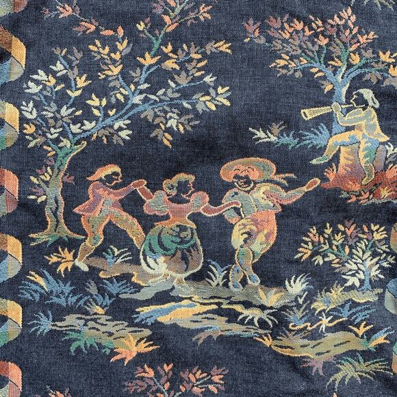 Vintage Doncaster Tapestry Jacket Blue Folk Art Pastoral Scene Blazer Size 10 - Picture 13 of 14